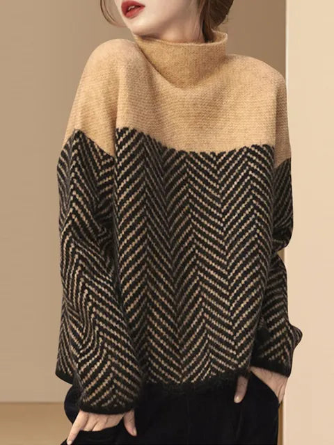 Variant image for Dam Stickad Tröja Unikt Mönster 100% Akryl Komfortabel Passform-7