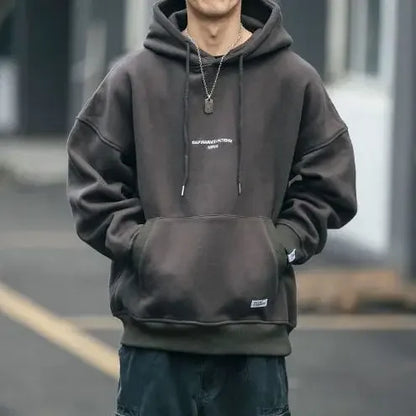 Hoodie Herr Elegant Typografi Mjuk Fleece-1