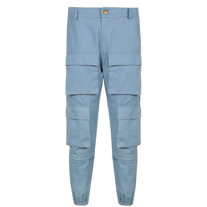 Herr Lastbyxor Randig Polyester Spandex-5