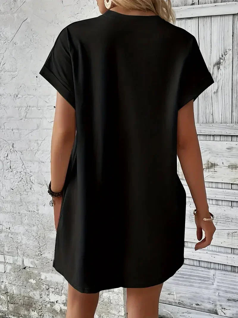 Kvinnors Kort Klänning T-shirt Stil i Linne För Sommar-3