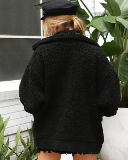 Dam Teddy Fleece Jacka Trendig Bekväm 6