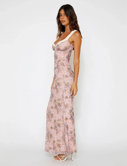 Damklänning Camo Blommönster Ärmlös V-Hals Polyester-3