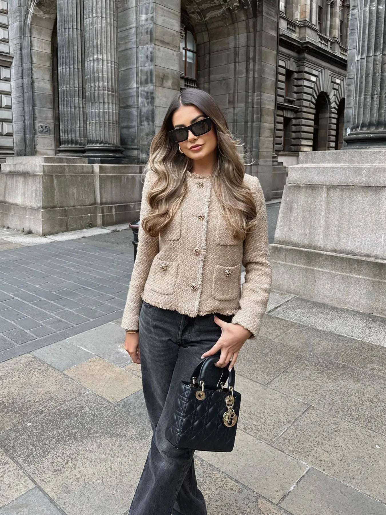 Kvinna Kort Jacka Elegant Tweed-6