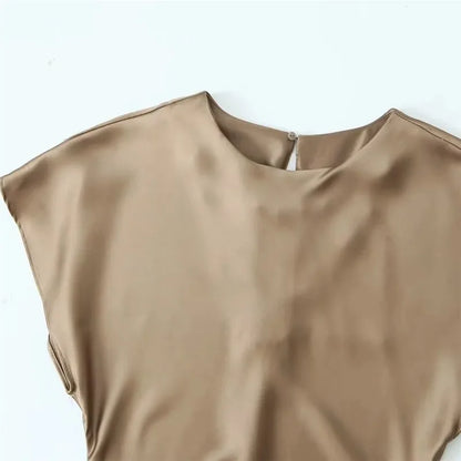 Dam Midiklänning Satin Elegant för Bröllop och Fest 3