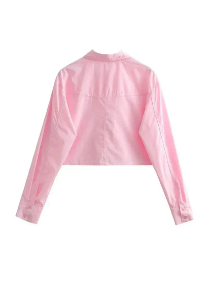 Kvinnors Popeline Skjorta Avslappnad Polyester med Fickor 2