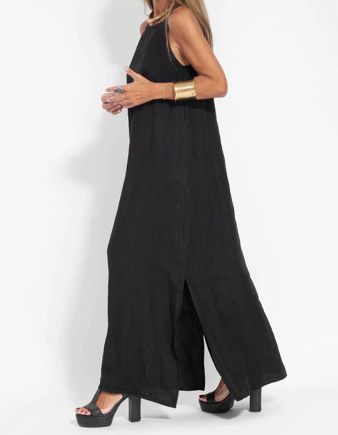 Dam Klänning Elegant Polyester och Bomull-4