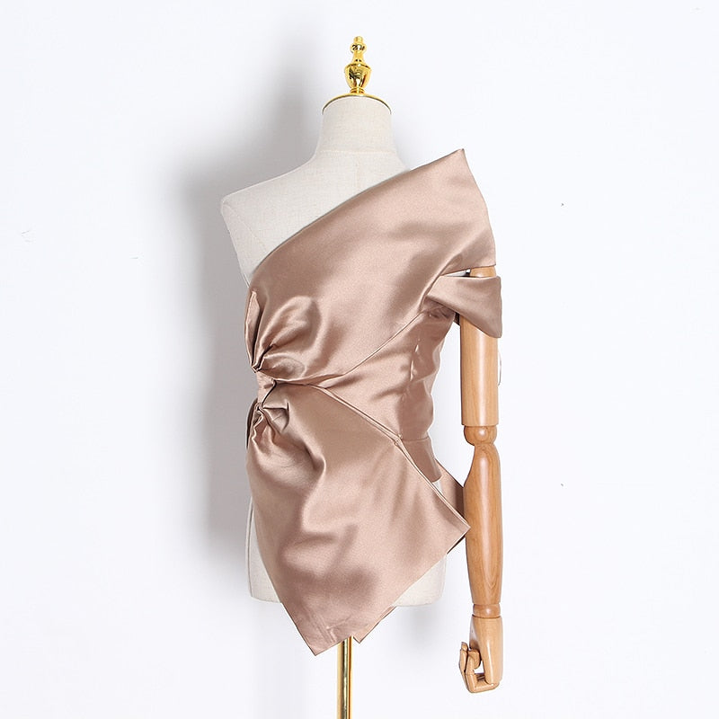 Dam Axeltopp Sluttande Krage Bomull Polyester-3