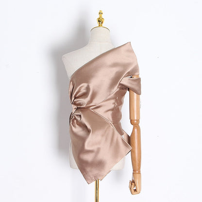 Dam Axeltopp Sluttande Krage Bomull Polyester-3