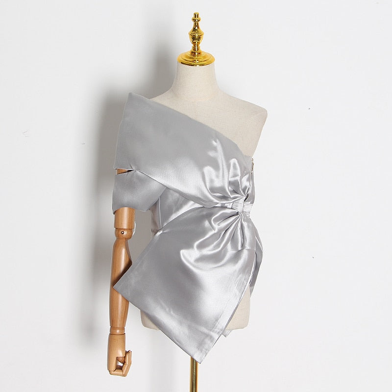 Dam Axeltopp Sluttande Krage Bomull Polyester-4