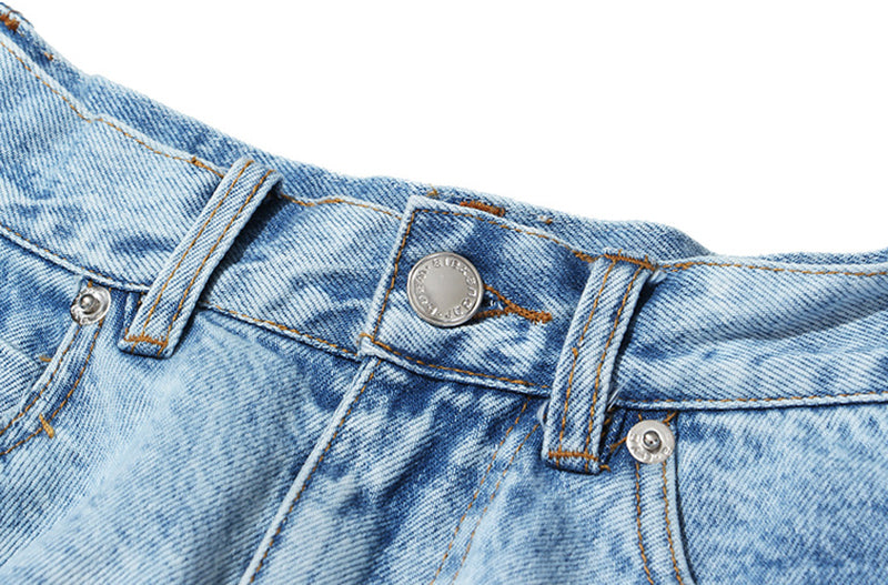 Dam Denimshorts Hög Midja Bomull Polyester-5