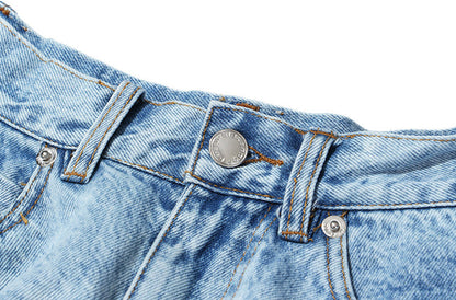 Dam Denimshorts Hög Midja Bomull Polyester-5