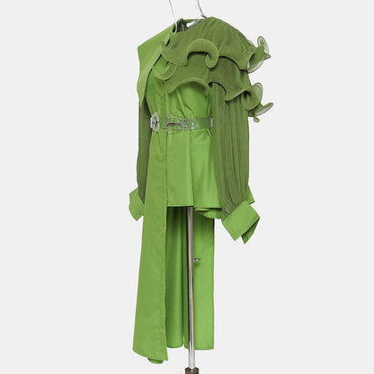 Dam Skjorta Asymmetrisk Rüsch Detaljer Bomull Polyester-3