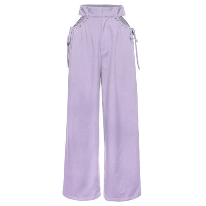 Lösa Mjukisbyxor Dam i Monokrom Design av Bomullspolyester – Hög Midja för Optimal Rörelsefrihet 2