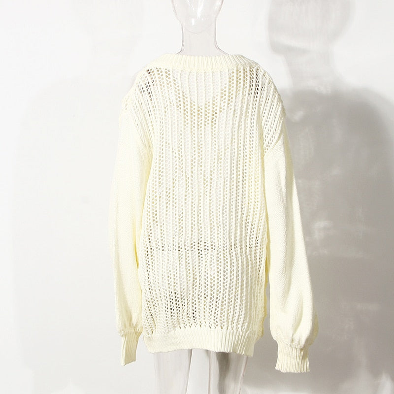 Dam Stickad V-ringad Tröja Mjuk Akrylblandning-4