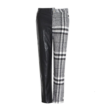 Snygga Byxor Dam Harem Stil Polyester och Ull med Rutiga Detaljer-4