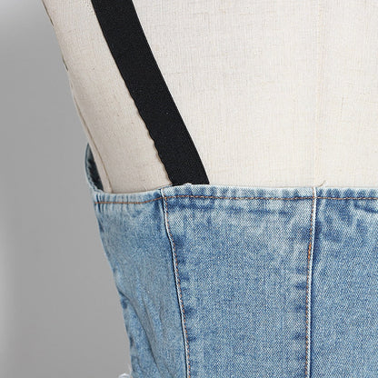 Dam Spaghetti-top Asymmetrisk Design Bomull Polyester-5