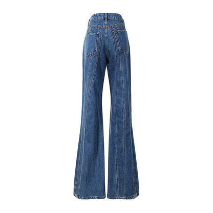 Dam Jeans Hög Midja Patchwork Design Bomull Polyester-2