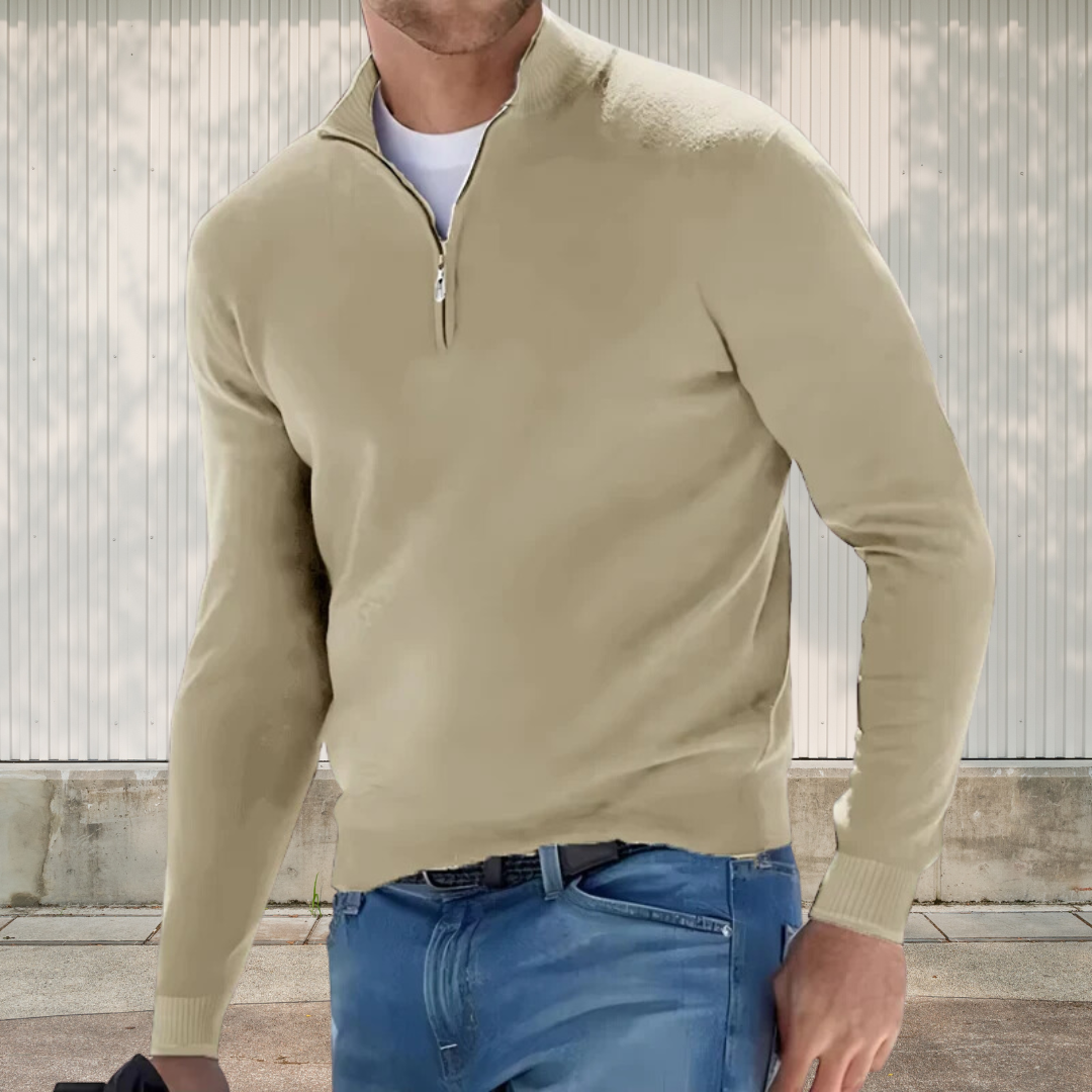 Herren-Pullover, Half-Zip, weiches Fleece, für Komfort und Stil-2