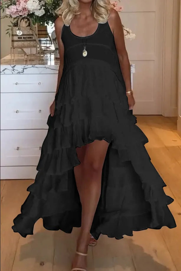 Variant image for Kvinnors Klänning Ruffled Lätt Material Kort Framåt Långt Bakåt-37