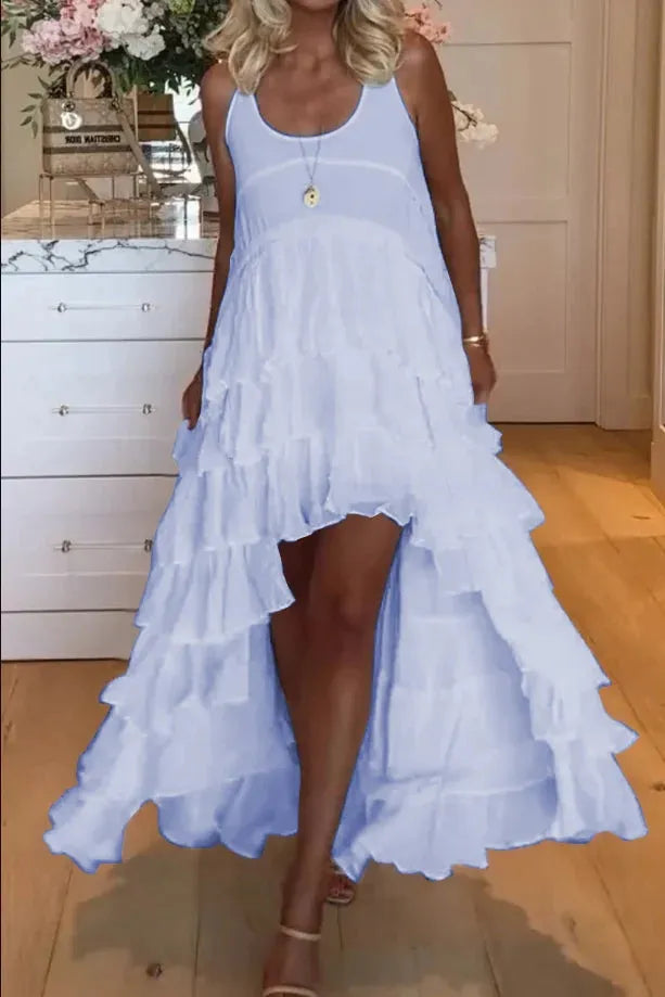 Variant image for Kvinnors Klänning Ruffled Lätt Material Kort Framåt Långt Bakåt-32