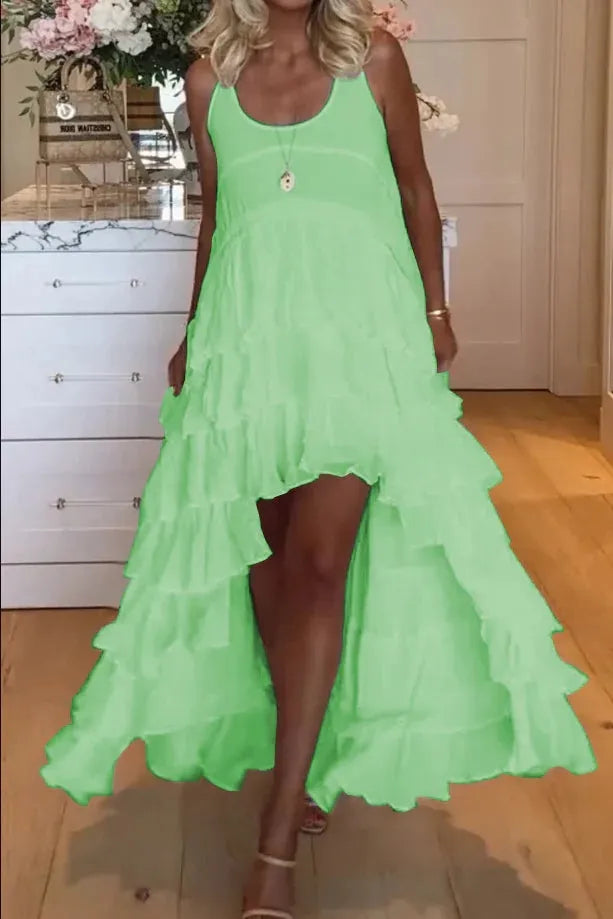 Variant image for Kvinnors Klänning Ruffled Lätt Material Kort Framåt Långt Bakåt-13