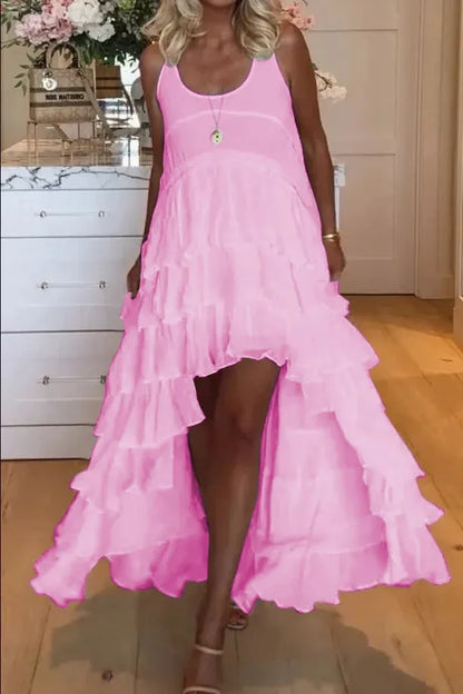 Variant image for Kvinnors Klänning Ruffled Lätt Material Kort Framåt Långt Bakåt-19