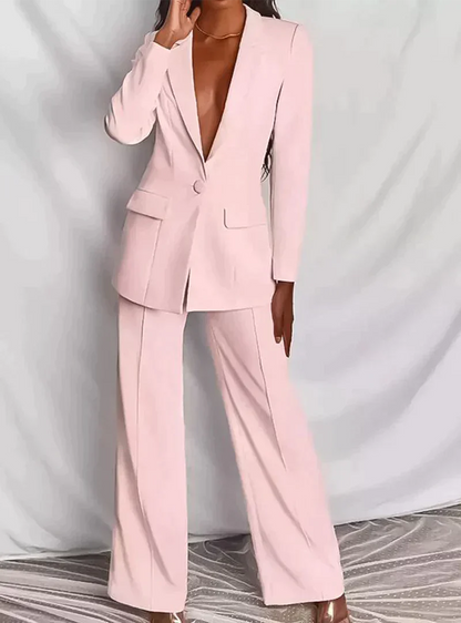 Dam Blazer och Byxor Klassisk Stil Polyester Elastan-4