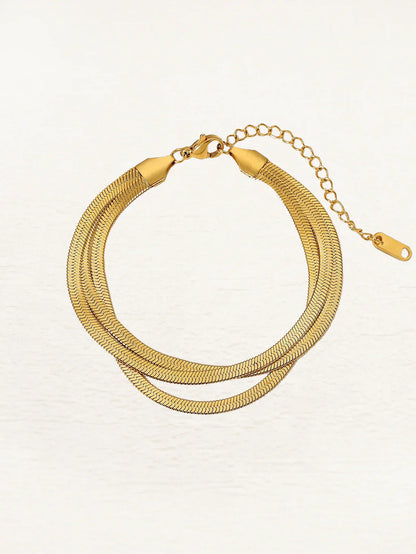 Dam Guld Armband Med 3-faldiga Kedjor Elegant Smycke-3