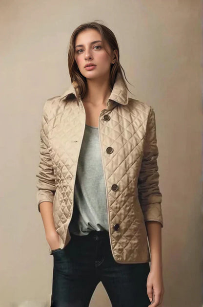 Kvinnors Lätta Jacka Klassisk Knappstängning Högkvalitativt Tyg-3