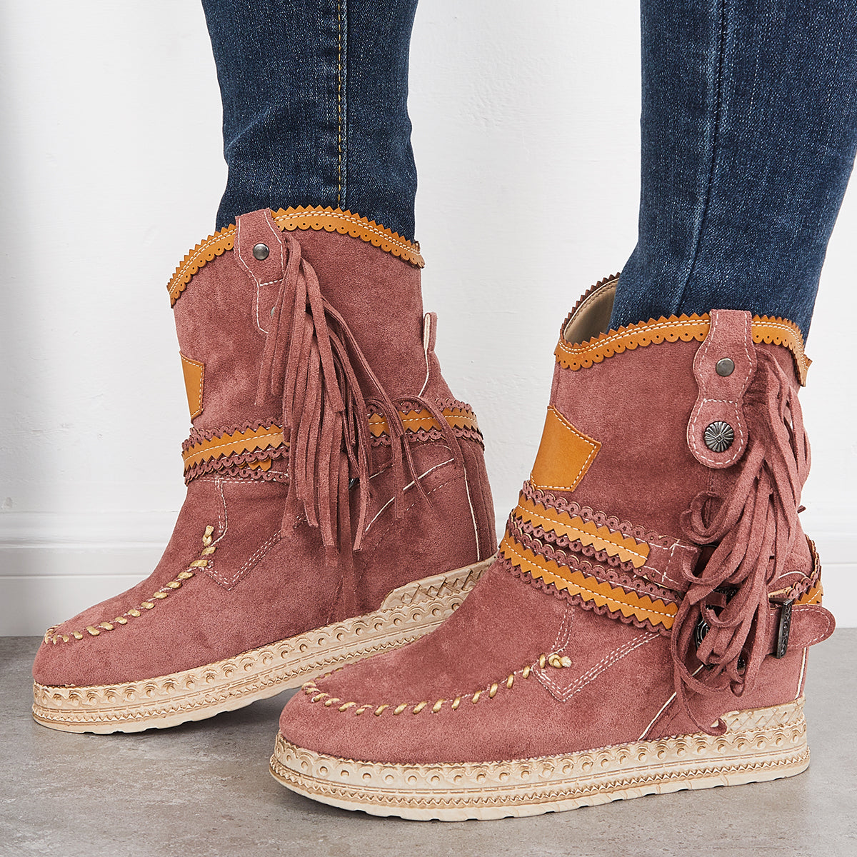 Dam Fritidsstövlar Skräddarsydda Hållbart Läder och Textil-6