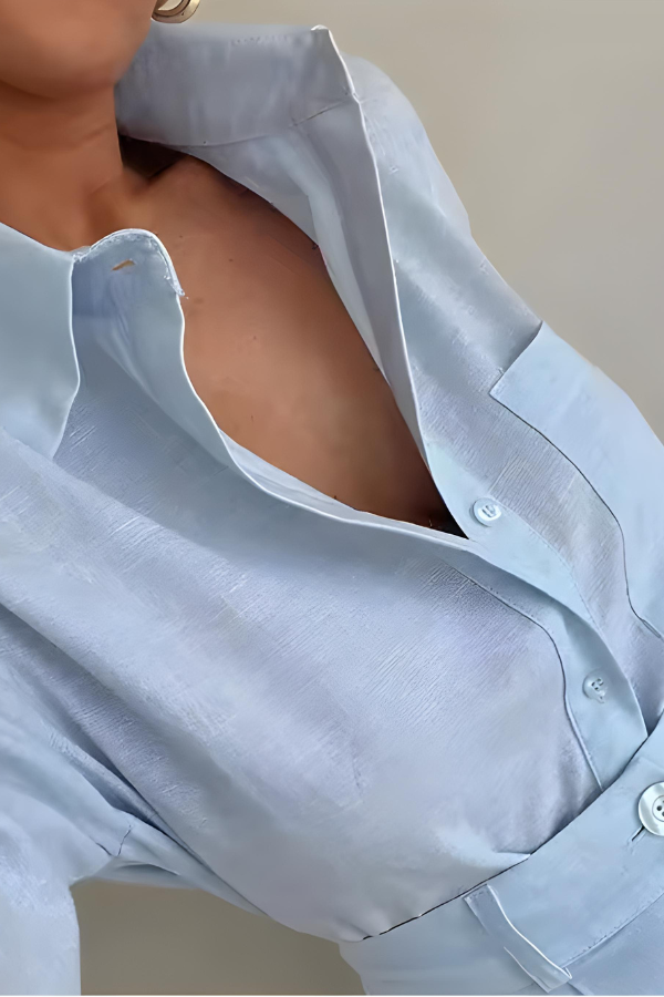 Dam Set Knappuppsättning Högmidjade Shorts Polyester-3