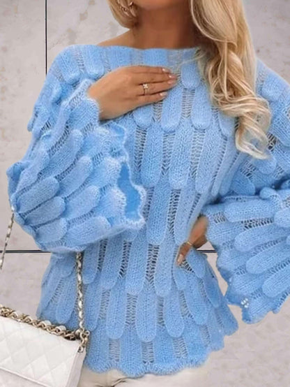 Stickad Dam Tröja Avslappnad Mjuk Design-1