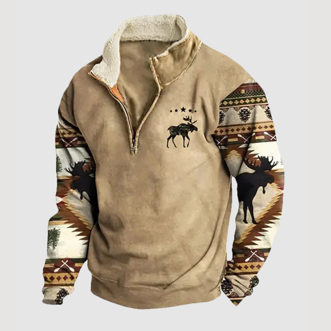 Herr Fleecejacka Retro Stil Elastiskt Material-1