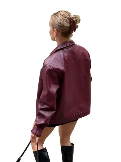 Herrskinnjacka Blixtlås Polyester med Bröstficka-4