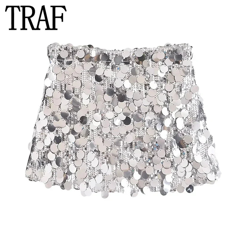 Kvinnors Mini Paljettkjol Elegant Polyester för Fest och Utekvällar 5