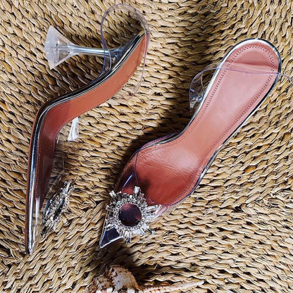 Kvinnor Klara Pumps Transparent PVC Hög Klack-3