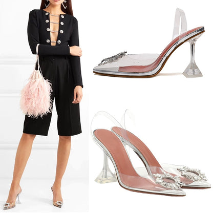 Kvinnor Klara Pumps Transparent PVC Hög Klack-6