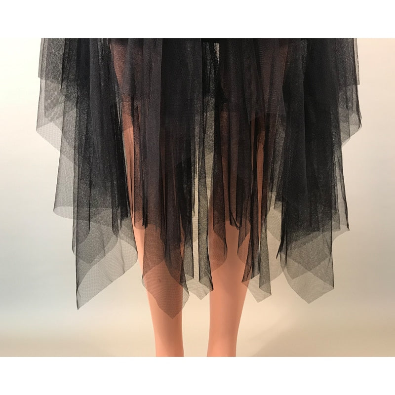 Kvinnors Tyllkjol A-linjeformad Polyester Knälång-5