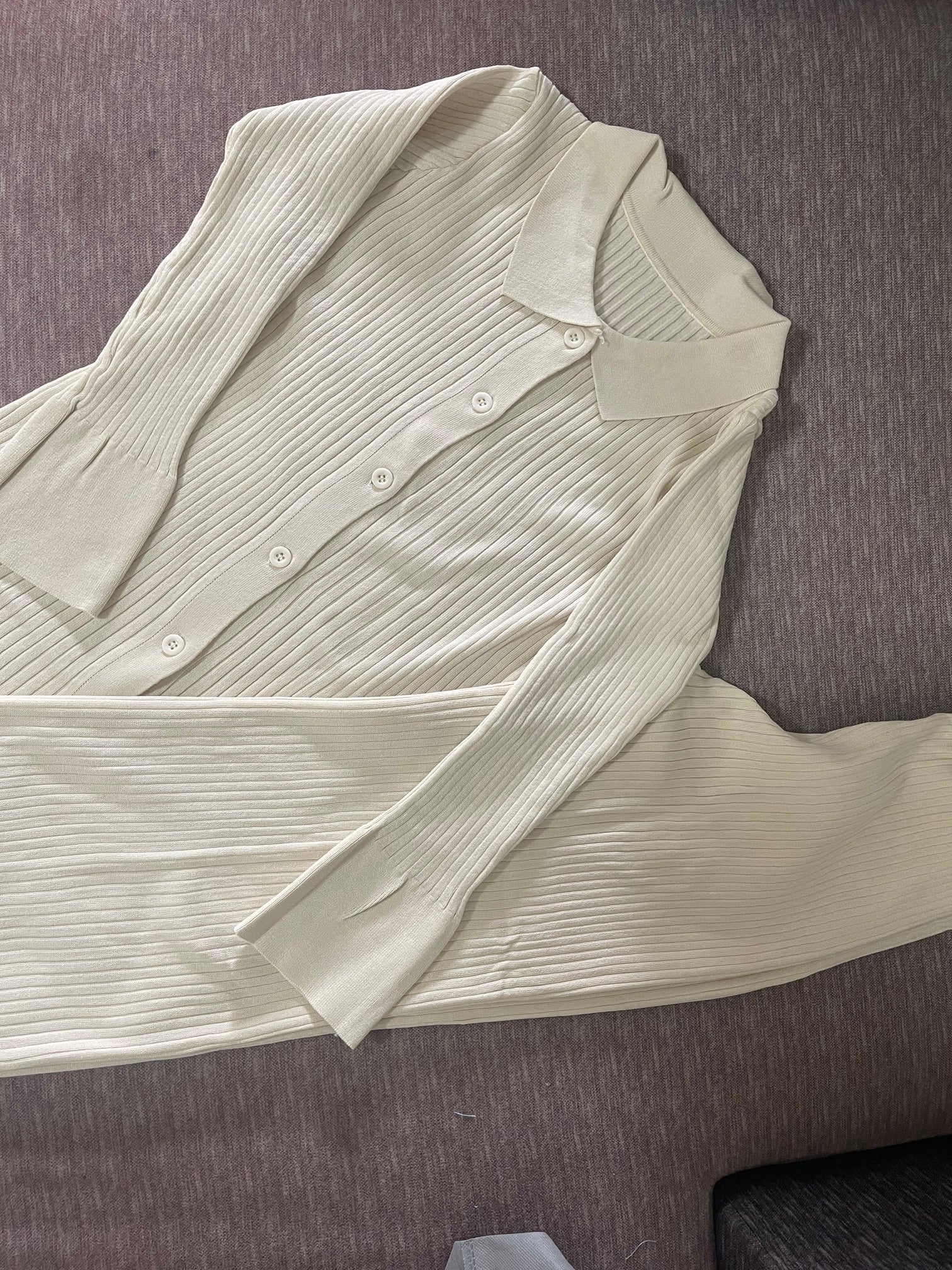 Dam Lång Byxdräkt Stickad Viskos Polyester-3