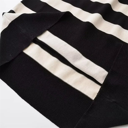 Dam Klänning Lång Randig Stickad Akryl-3