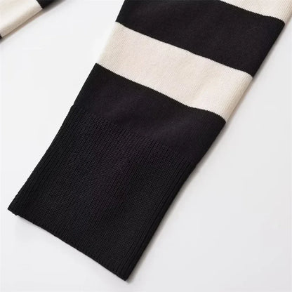 Dam Klänning Lång Randig Stickad Akryl-5