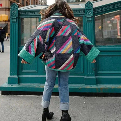 Damjacka Överdimensionerad Löst Fit Quiltad Polyester-6