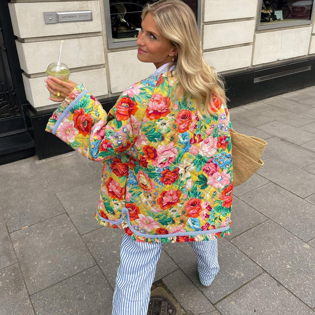 Damjacka Överdimensionerad Tweed Löst Fit 100% Bomull-4