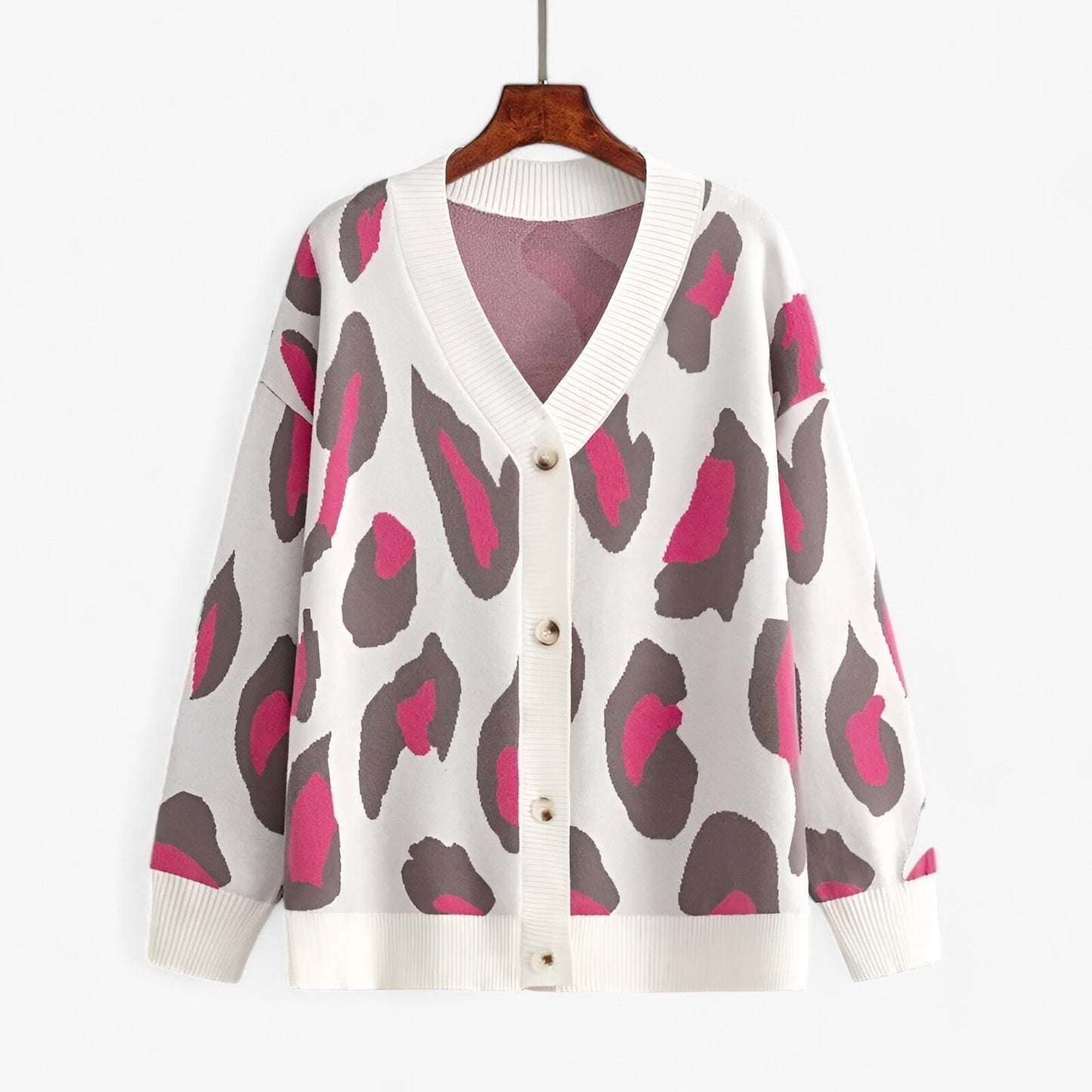 Variant image for Dam Lång Kofta V-ringad Löst Snitt Mjukt Material-7