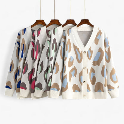 Dam Lång Kofta V-ringad Löst Snitt Mjukt Material-2