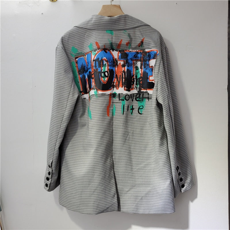 Kvinnors Överdimensionerad Blazer Tryckt Hållbart Tyg-2