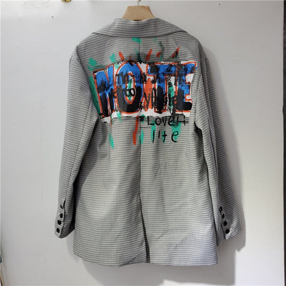 Kvinnors Överdimensionerad Blazer Tryckt Hållbart Tyg-2