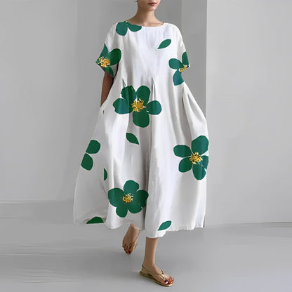 Variant image for Damklänning Överdimensionerad Blommönster 100% Bomull-8