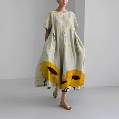 Variant image for Damklänning Överdimensionerad Blommönster 100% Bomull-22