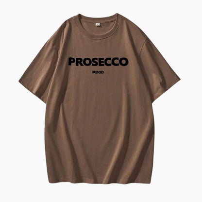 Dam T Shirt Överdimensionerad Rund Halsringning Bomull Prosecco Mood-6